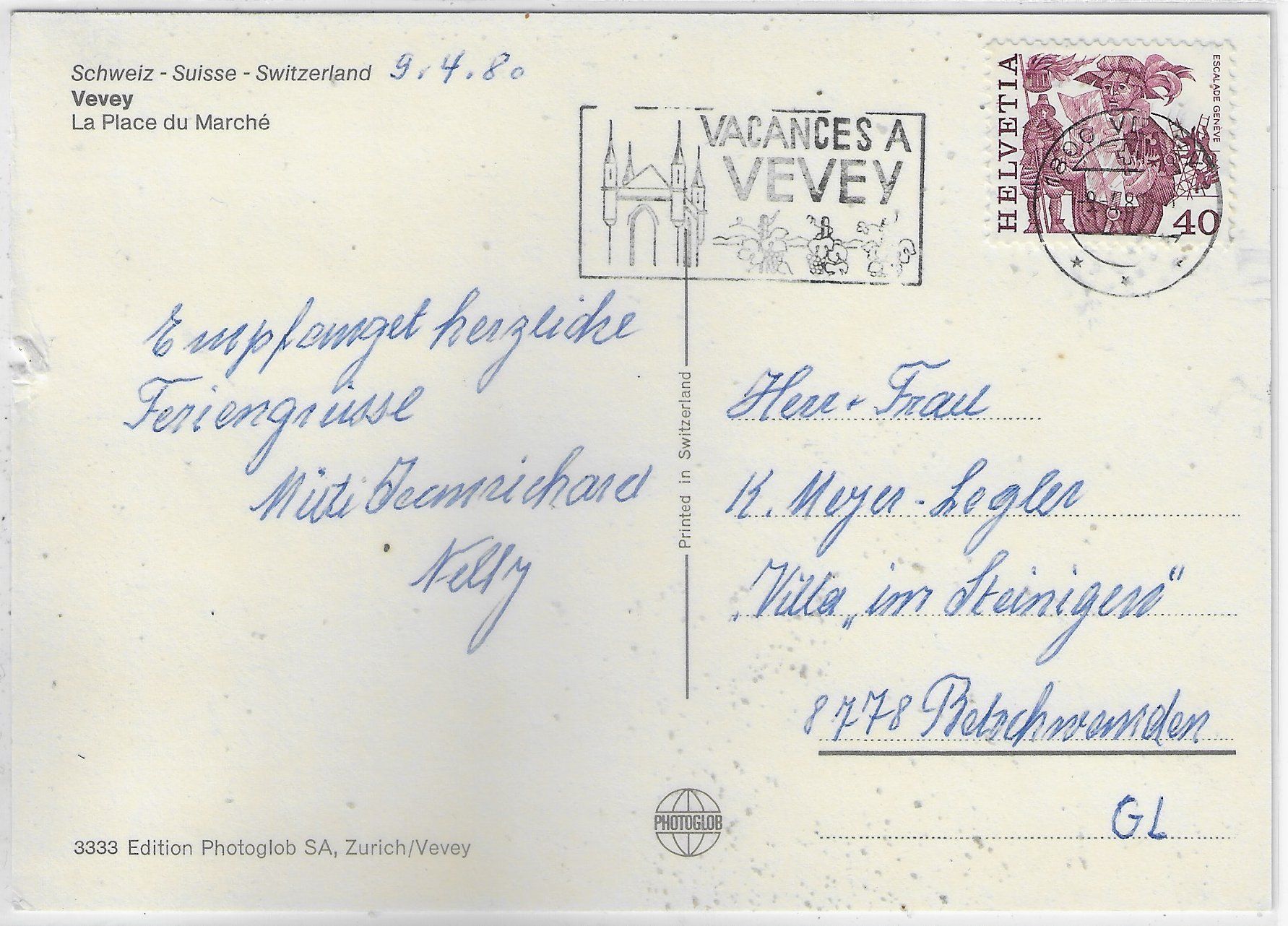 Cartoline postali: Vevey - La Place du Marche – Usato da Ettingen venduto da Kartenplanet 1