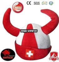 Schweiz Hut Hörner Mütze Flagge EM Fanartikel WM Nati Kappe