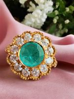 Bague émeraude et moissanites