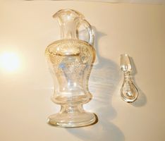 Antike Karaffe Biedermeier Emaillierung / Bemalung. Um 1850