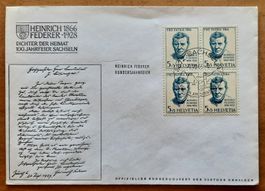Enveloppe timbrée Bloc Heinrich Federer 1966Hundertjahrfeier