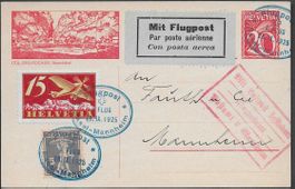 1925 BILD-PK 20ct. 1. Flug BASEL-MANNHEIM Zusatzfr. ab 1-.