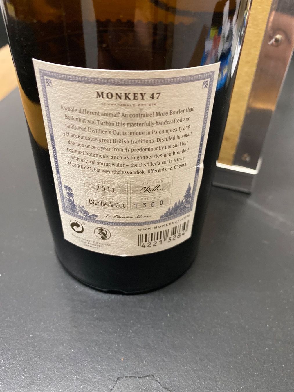 Spirituosen: Monkey 47 Distillers Cut 2011, Flasche 1360 Monkeys 47 – Gebraucht aus Seuzach von salche 1