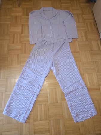 Pyjama Set gestreift Polyester Grösse M