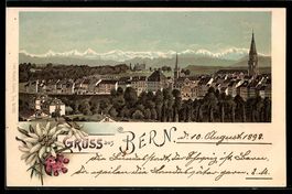 Litho Bern, Panorama der Stadt mit Müns