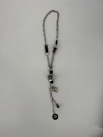 Halskette mit Anhänger, Modeschmuck, silber/lila