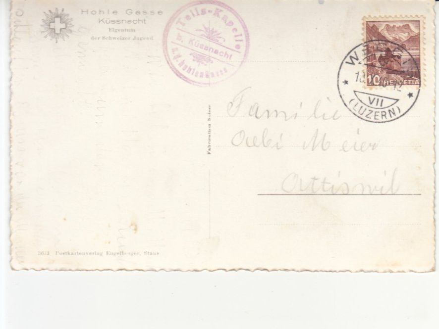 Cartoline postali: Hohle Gasse 1940 – Usato da Bürglen TG venduto da StampGraf 1