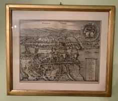 Merianstich, „Zürich“,eckvergoldet: 40x 47 cm; antik!