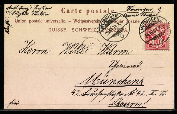 Cartoline postali: Meiringen, Ortsansicht mit Well- u. Wett – Usato da Berlin venduto da bartko-reher 1
