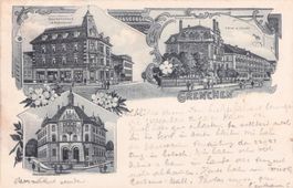 Grenchen SO // 1908 Litho Hotel zum Löwen