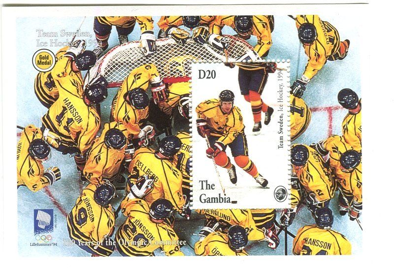 Tutti i francobolli: Block "Eishockey". Gambia – Nuovo e nell'imballaggio originale da Basel venduto da Butsch5