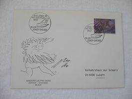1981 Sternflug Zürich - Chicago, signiert H. Erni