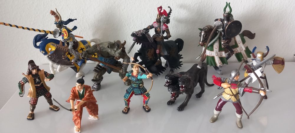 Papo Lot De 2 Figurines – Chevalier Licorne à La Lance + Cheval Du Chevalier Licorne – Collection Médiévale Fantastique