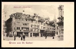 AK St. Gallen, Restaurant zum Weinfalken, Drogerie und Schuh