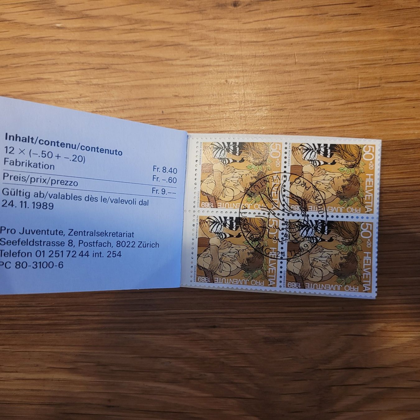 Tutti i francobolli: Markenheftchen Carnet De Timbre Pro Juventute 1989 – Usato da Biel/Bienne venduto da Destockweb 1
