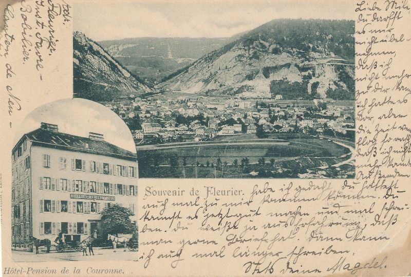 Cartoline postali: Freurier - Hotel de la Couronne 1899 – Usato da Emmenbrücke venduto da teestube