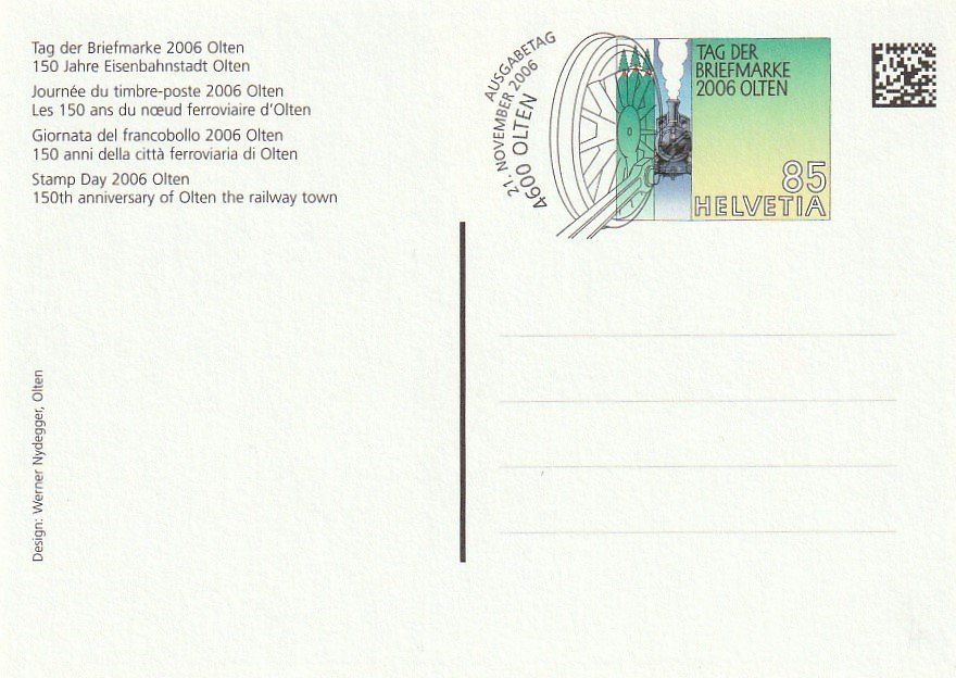 Tutti i francobolli: Tag der Briefmarke 2006 OLTEN, Karte – Usato da Aarburg venduto da Aare10