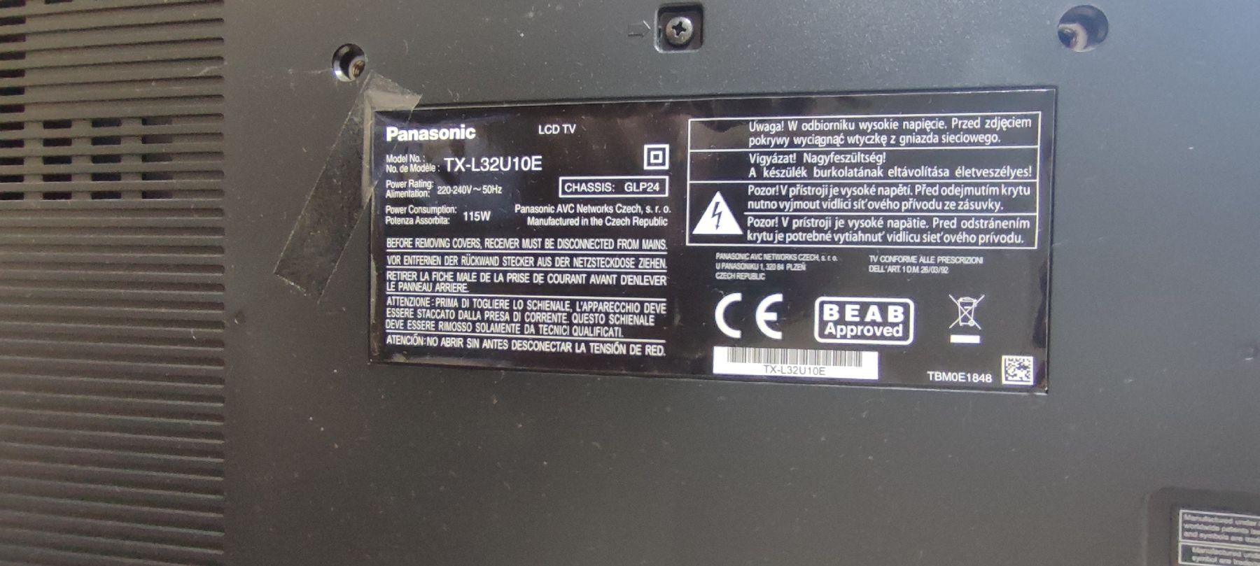 Televisori: Panasonic – Difettoso da Schwarzenbach SG venduto da boinker 3