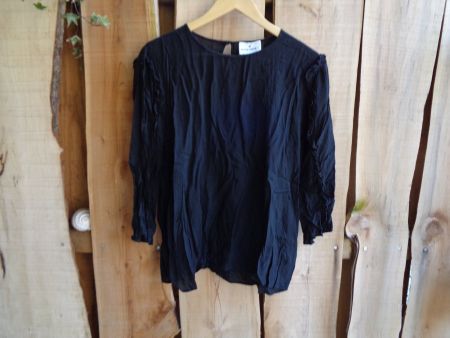 Schwarze 3/4-tel Arm Bluse Rockamora Gr. L - 400066
