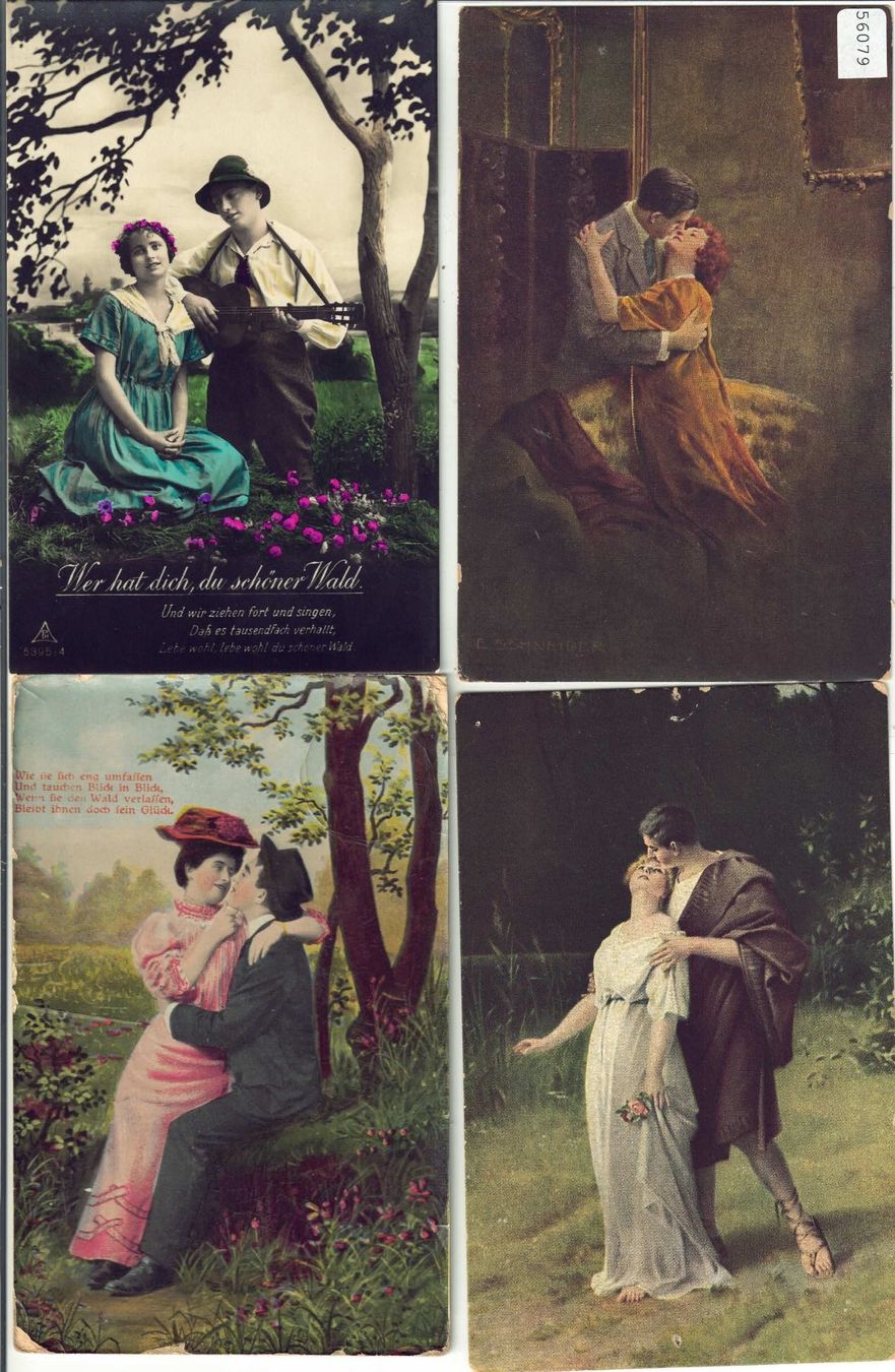 Cartoline postali: 4 AK - Liebespaare - Couple – Usato da Ettingen venduto da Kartenplanet