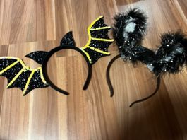 3 Haarreifen zum Verkleiden: Rudolf,  Fledermaus,  Hase