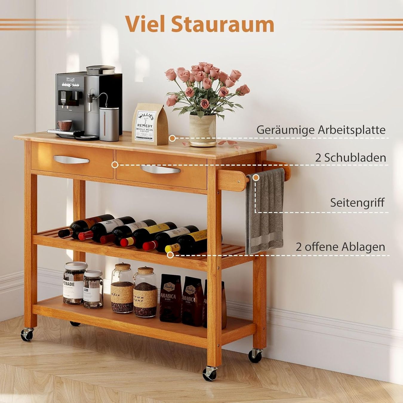Altro per Gastronomia & Hotel: Küchenwagen mit Arbeitsplatte Naturholz – Nuovo e nell'imballaggio originale da Bottighofen venduto da zaap 3