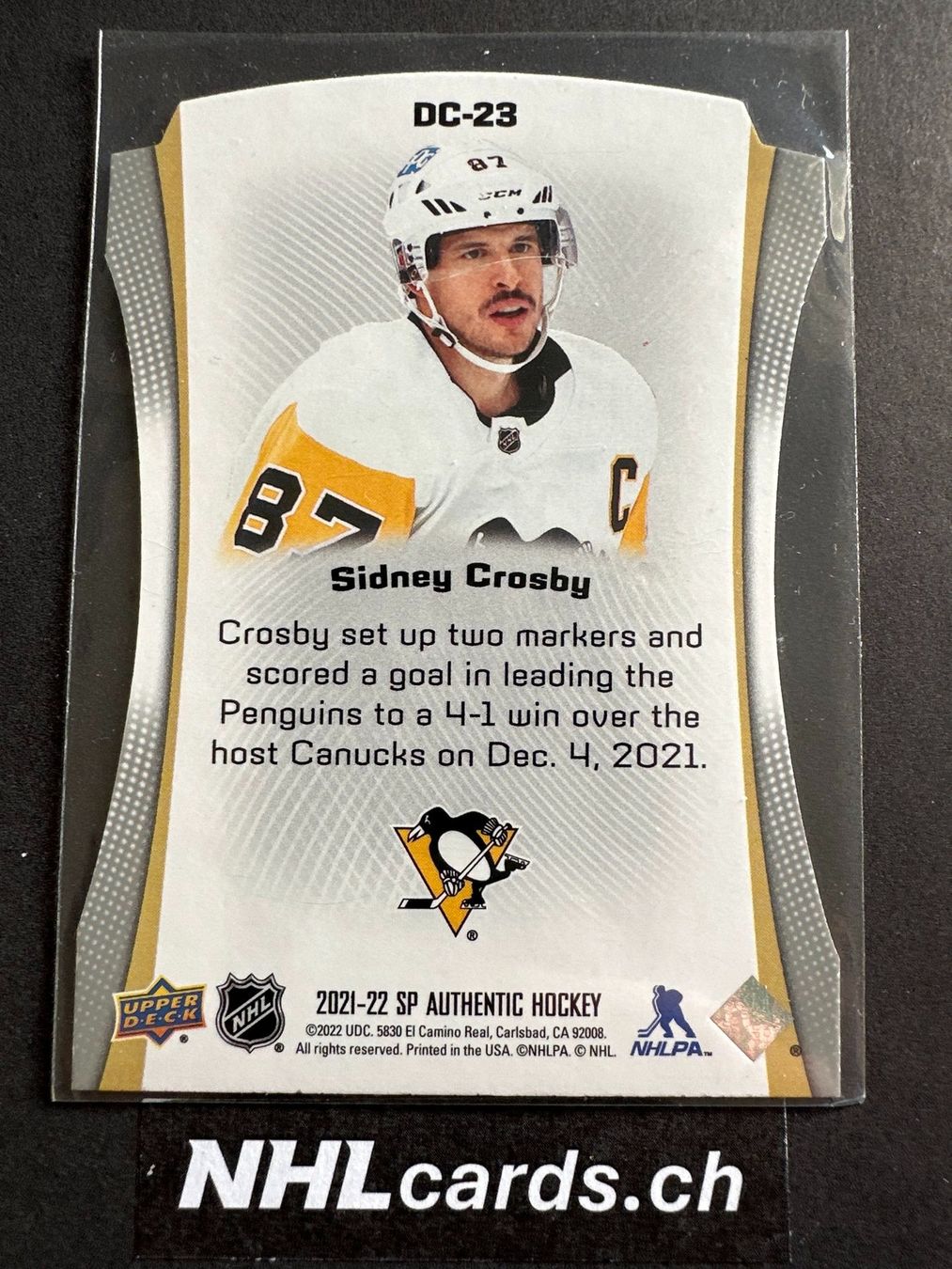 NHL Carte collezionabili: Sidney Crosby NHL SP Authentic Insert Card – Usato da Belp venduto da nhlcards.ch 1