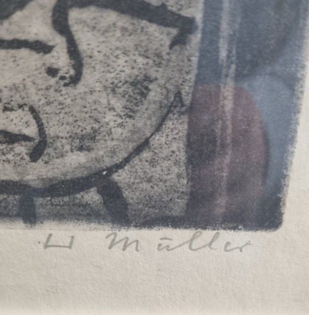 Grafiken & Lithographien: Bild Heinrich Müller Sitzende Nackte handsigniert – Gebraucht aus Flums von Flumsantik 2