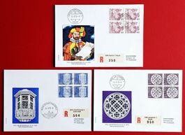 PAPIERÄNDERUNG DAUERMARKEN VIERERBLOCK 609 610 611 FDC 1978