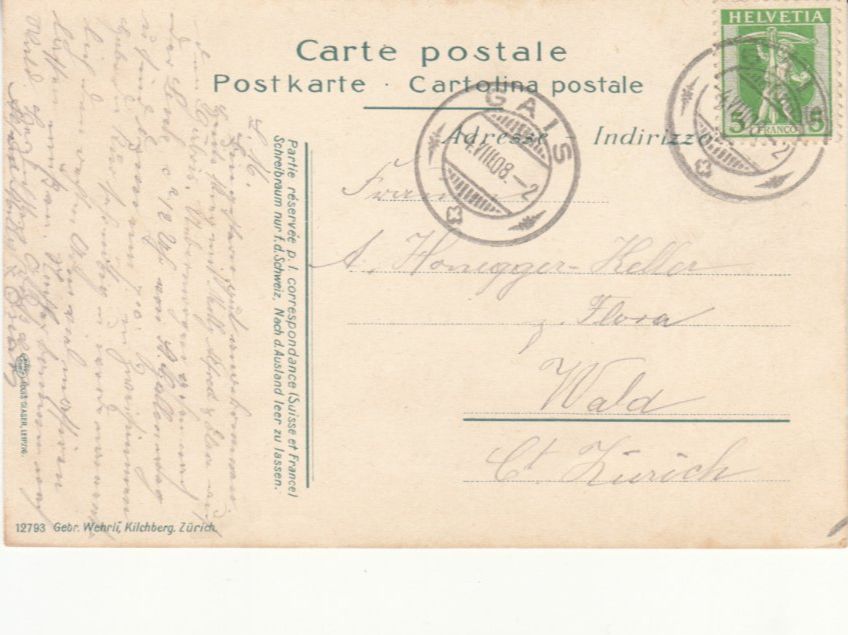 Cartoline postali: Gais Gabris 1908 – Usato da Bürglen TG venduto da StampGraf 1