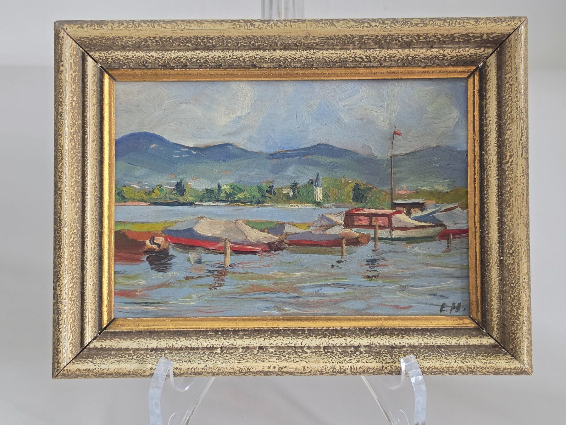 Dipinti: Vintage Ölgemälde Seelandschaft - E. Hafner - 1943 – Usato da Birr venduto da DisDas