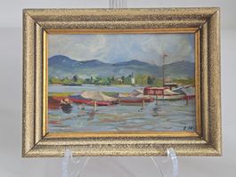 Vintage Ölgemälde Seelandschaft - E. Hafner - 1943