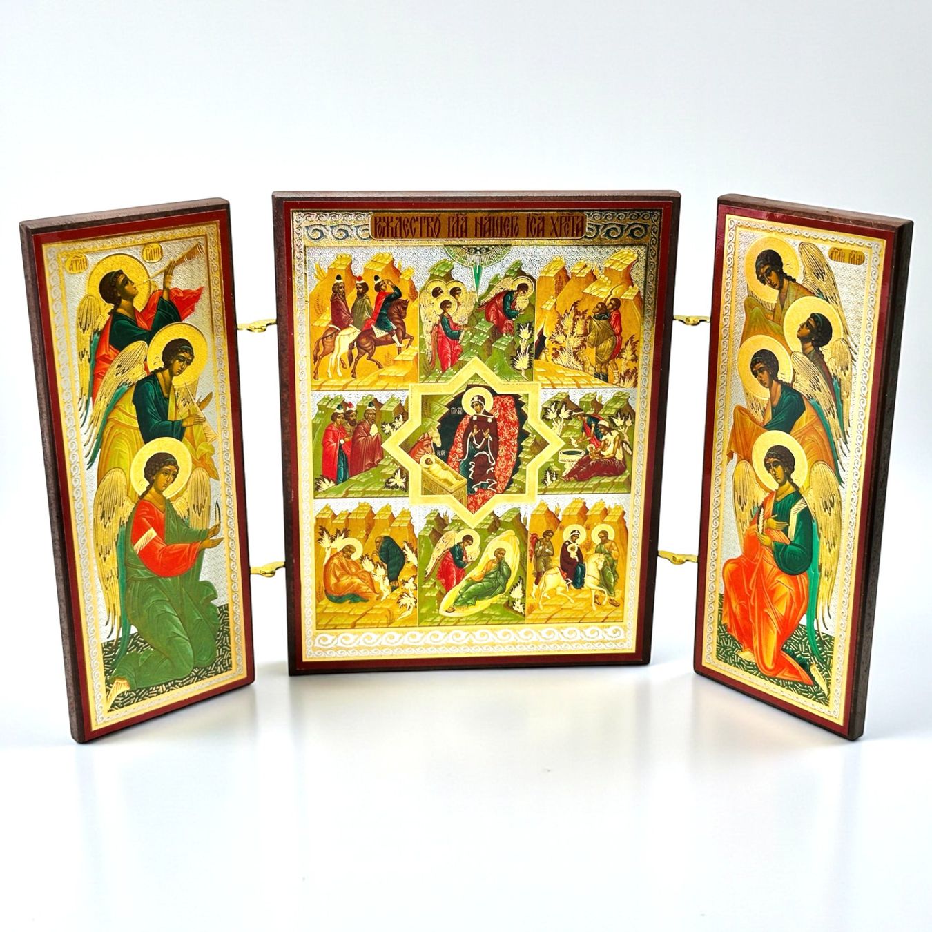 Dipinti: Triptyque orthodoxe bois représentant la Sainte Annonciation – Usato da Morges venduto da sauveurdetresors