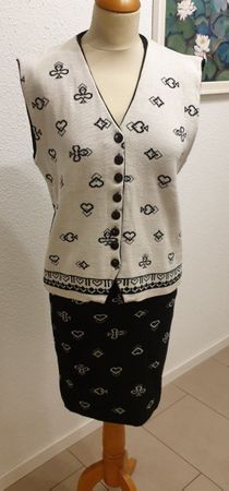 Kabri Feinstrick-Set Rock & Gilet Schwarz-Weiss Grösse 38