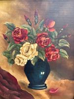 💐 39.5 cm breit x 46.5 cm hoch/ Ölgemälde Rosenstillleben