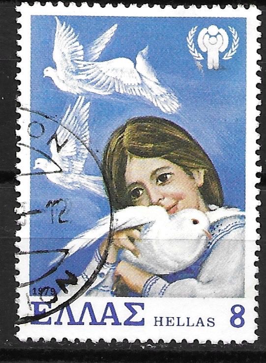 Tutti i francobolli: Griechenland 1979: Mädchen mit Friedenstauben – Usato da Zürich venduto da Rainstamps