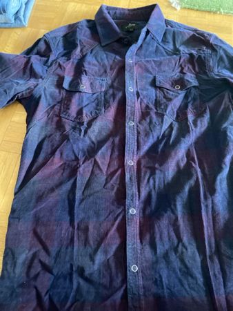 Herren Hemd Landek Park kariert blau rot Grösse L