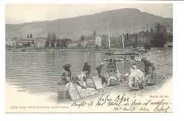 Vevey (VS) Bords du Lac Léman - Wäscherinnen am See um 1900
