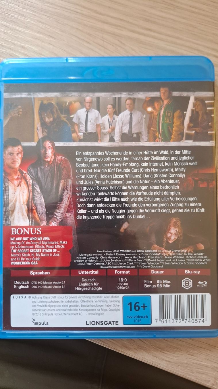 Alle DVDs: Blu-ray The Cabin in the Woods – Gebraucht aus Rüttenen von Knief 1