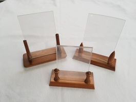 Vintage Fotohalter mit Holzsockel aus den1940/1950er Jahren
