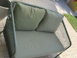 Hochwertiges Outdoor Lounge Sofa / 2-Sitzer – Salbeigrün