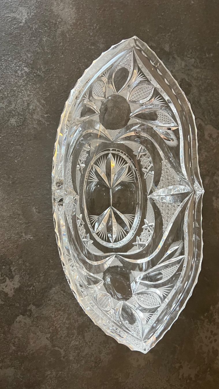 Vasi & Recipienti: Centre de table en cristal ancienne ciselée rare – Usato da Nyon venduto da stylevintage79 1