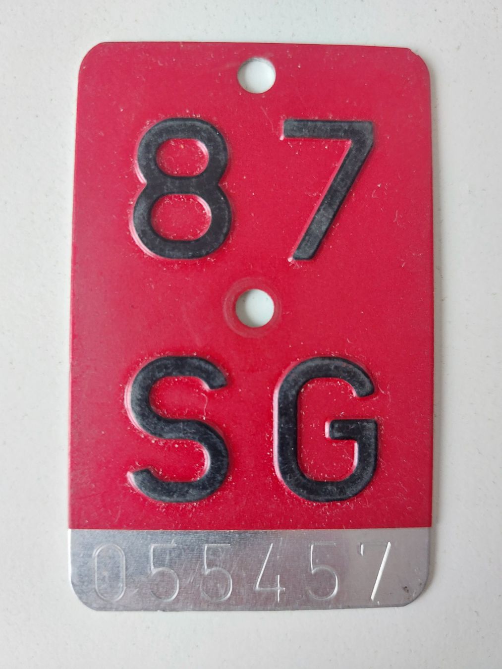 Sachs Insegne: Velonummer SG 87 plaque Velo – Usato da Schenkon venduto da Uhu007