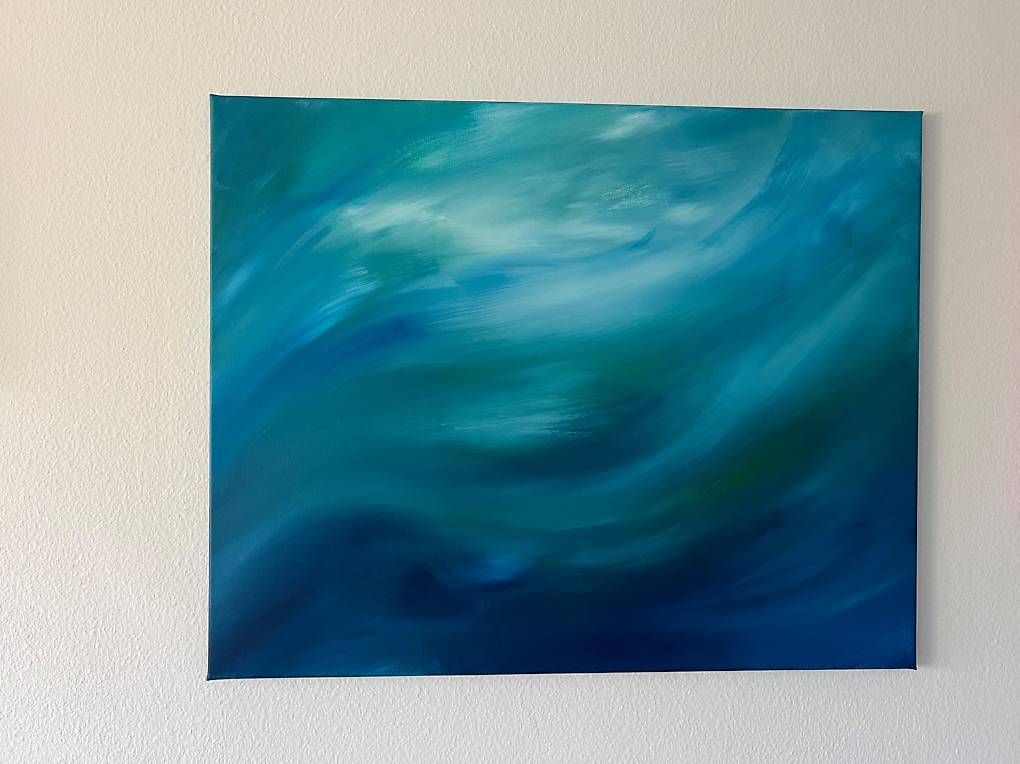 Dipinti: Acrylbild 80x100cm blau-grün "Ruhepol" – Nuovo e nell'imballaggio originale da Urdorf venduto da manuela4 4