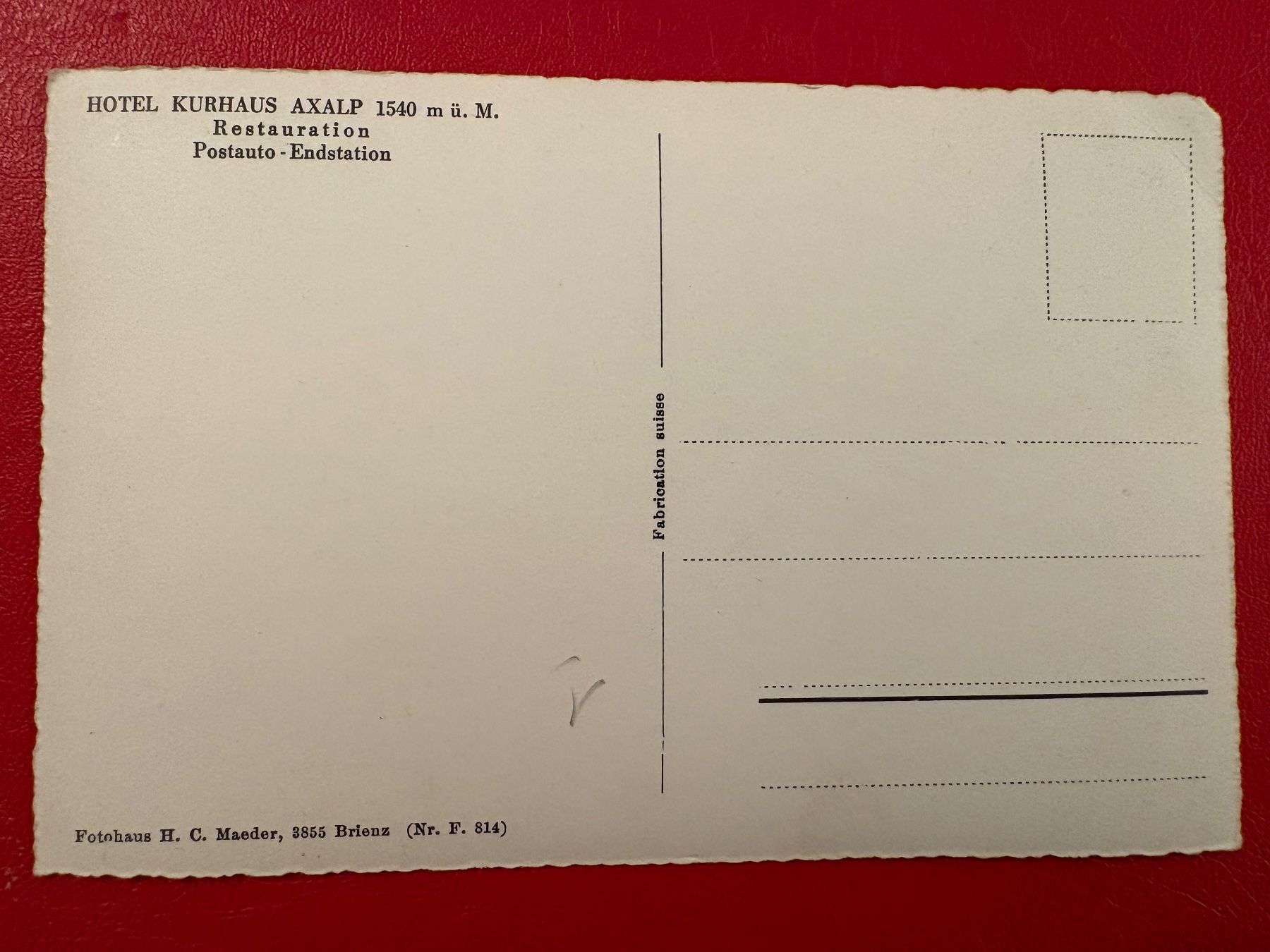 Cartoline postali: Hotel Kurhaus Axalp – Usato da St-Légier-La Chiésaz venduto da Theo005 1