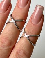 Ring fein minimalistisch 925 Silber geschwungen X Line 52
