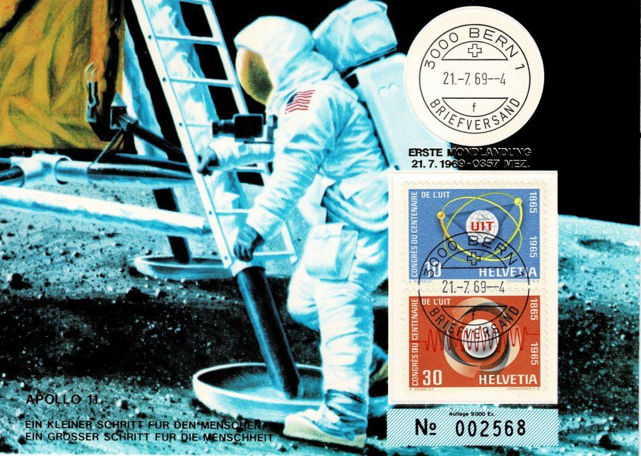 Tutti i francobolli: Sonderstempel Mondlandung Apollo 11 – Usato da Köniz venduto da Seppr