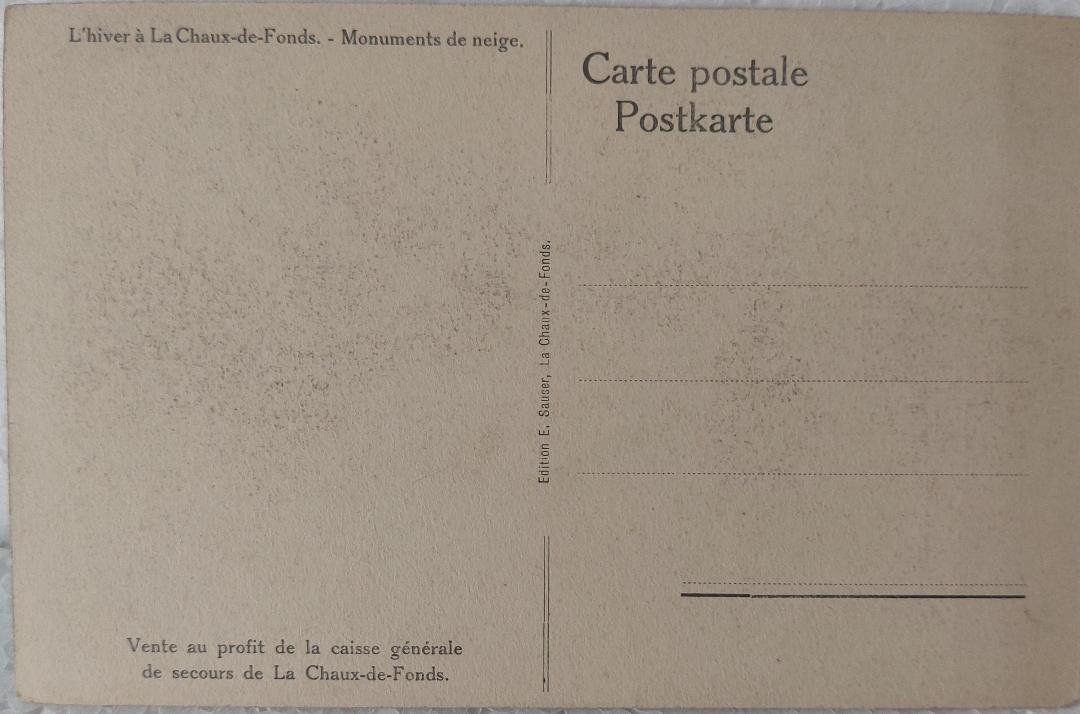 Cartoline postali: LA CHAUX-DE-FONDS - Monuments de neige – Usato da Delémont venduto da Domdom1 1