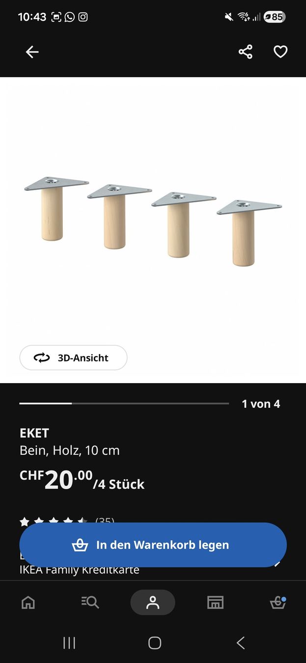 Ikea Autre mobilier: Holzbeine – Neuf avec emballage d'origine à Schaan par lau_qqk7
