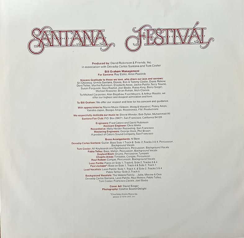 Dischi in vinile: SANTANA - FESTIVAL – Usato da Horw venduto da Belowzero0 3